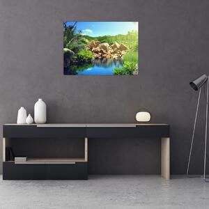 Obraz jeziora w dżungli Seszeli (70x50 cm)