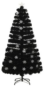 Choinka ze śnieżynkami LED, czarna, 120 cm, światłowodowa