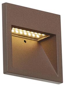 Nowoczesny kinkiet rdzawobrązowy kwadratowy z LED IP54 - Gem