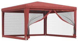 Namiot imprezowy z 4 ścianami z siatki, czerwony, 4x4 m, HDPE