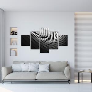 Abstrakcyjny obraz - czarno - biała spirala (125x70 cm)