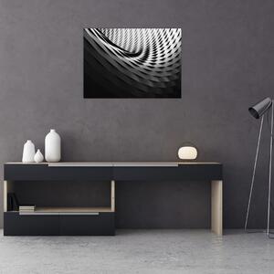 Abstrakcyjny obraz - czarno - biała spirala (70x50 cm)