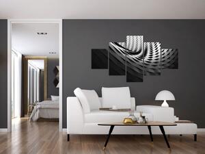 Abstrakcyjny obraz - czarno - biała spirala (125x70 cm)
