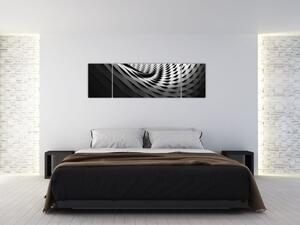Abstrakcyjny obraz - czarno - biała spirala (170x50 cm)