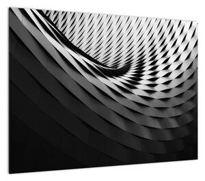 Abstrakcyjny obraz - czarno - biała spirala (70x50 cm)