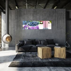 Obraz - jagody w filiżance (170x50 cm)