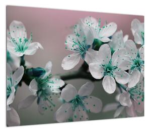 Obraz kwiatu - turkusowy (70x50 cm)