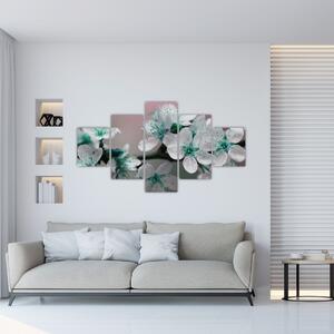 Obraz kwiatu - turkusowy (125x70 cm)