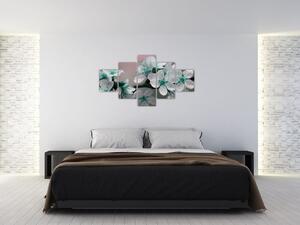 Obraz kwiatu - turkusowy (125x70 cm)
