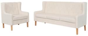 Zestaw wypoczynkowy sofa i fotel, kremowe