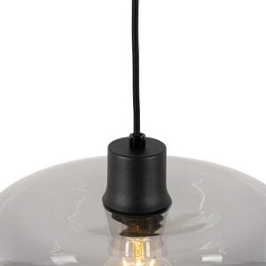 Czarna lampa wisząca art deco z przydymionym szkłem - Bizle Oswietlenie wewnetrzne