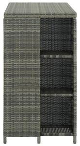 Stolik barowy z półką, szary, 120x60x110 cm, polirattan