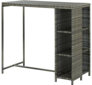 Stolik barowy z półką, szary, 120x60x110 cm, polirattan