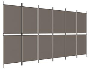 Parawan 6-panelowy, antracytowy, 300x200 cm, tkanina