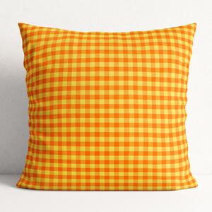 Goldea poszewka na poduszkę bawełniana kanafas - mała pomarańczowo-żółta kratka 30 x 50 cm