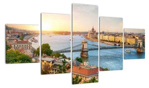 Obraz miasta Budapeszt z rzeką (125x70 cm)
