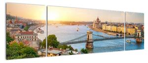 Obraz miasta Budapeszt z rzeką (170x50 cm)