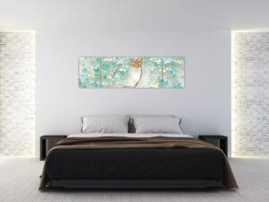 Obraz kwiata z motylami (170x50 cm)