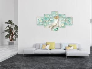 Obraz kwiata z motylami (125x70 cm)