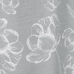 Goldea woal na metry ze wzorem - białe kwiaty na szarym 280 cm