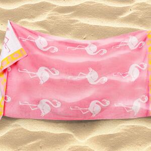 Goldea duży ręcznik plażowy 90x180 cm - białe flamingi 90 x 180 cm