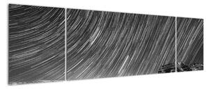 Czarno - biały obraz gwiaździstego nieba (170x50 cm)