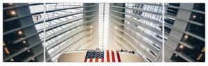 Obraz budynku z flagą USA (170x50 cm)