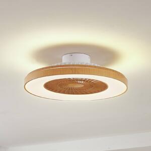 Wentylator sufitowy LED Teleo, Ø 58 cm, kolor drewna, CCT Teleo Lindby, możliwość ściemniania, jasne drewno, salon / jadalnia, tworzywo sztuczne, nowoczesny