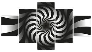 Abstrakcyjny obraz czarno - białej spirali (125x70 cm)