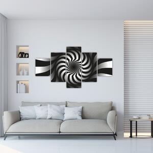 Abstrakcyjny obraz czarno - białej spirali (125x70 cm)