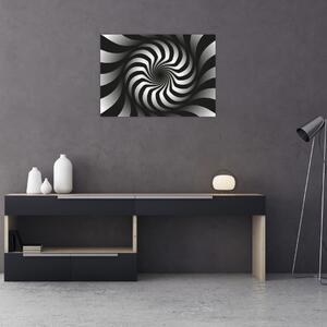 Abstrakcyjny obraz czarno - białej spirali (70x50 cm)