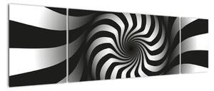 Abstrakcyjny obraz czarno - białej spirali (170x50 cm)