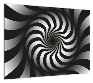 Abstrakcyjny obraz czarno - białej spirali (70x50 cm)