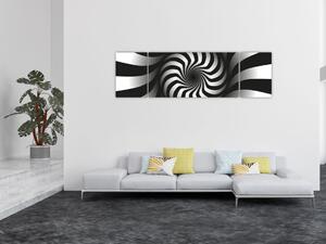 Abstrakcyjny obraz czarno - białej spirali (170x50 cm)