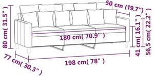 Sofa 3-osobowa, niebieski, 180 cm, tapicerowana aksamitem