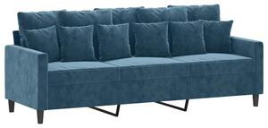 Sofa 3-osobowa, niebieski, 180 cm, tapicerowana aksamitem