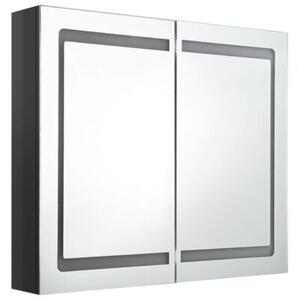 Szafka łazienkowa z lustrem i LED, lśniąca czerń, 80x12x68 cm