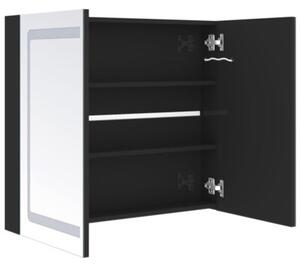 Szafka łazienkowa z lustrem i LED, lśniąca czerń, 80x12x68 cm