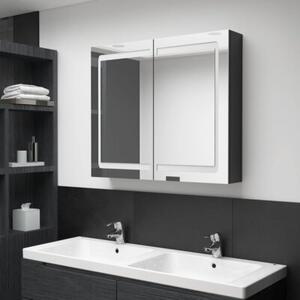 Szafka łazienkowa z lustrem i LED, lśniąca czerń, 80x12x68 cm