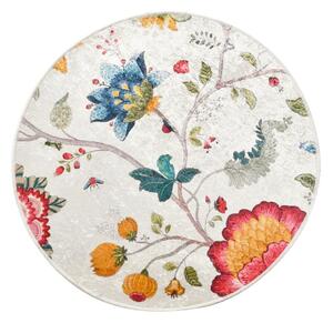 Szary aksamitny dywanik łazienkowy ø 140 cm Vintage Flower – Foutastic