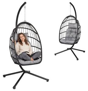 Fotel wiszący styl boho kokon ogrodowy składany poduszki FUNFIT GARDEN