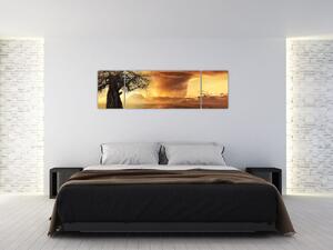 Obraz pomarańczowych chmur (170x50 cm)