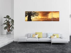 Obraz pomarańczowych chmur (170x50 cm)