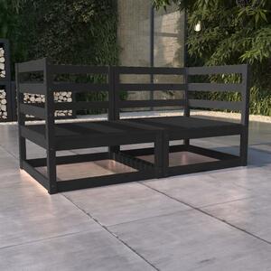 2-osobowa sofa ogrodowa, czarna, lite drewno sosnowe