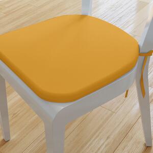Goldea zaokrąglona poduszka na krzesło 39x37 cm loneta - musztarda 39 x 37 cm