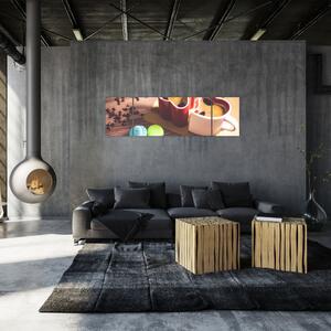 Obraz kawy i makaroników (170x50 cm)