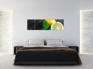 Obraz cytryn i mięty na stole (170x50 cm)