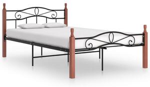 Rama łóżka, czarny metal i lite drewno dębowe, 120x200 cm