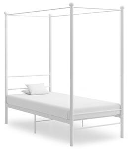Rama łóżka z baldachimem, biała, metalowa, 90 x 200 cm