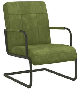 Krzesło wspornikowe, jasnozielone, obite aksamitem